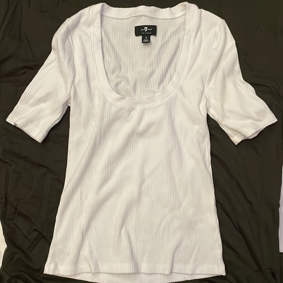 7 For All Mankind Ribbed Scoop Neck Tee - Picture 2 of 5